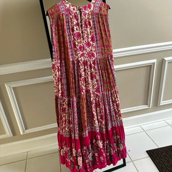 Free People Hanalei Bay Maxi Dress Oversized XS Bohemian Floral - Picture 3 of 5